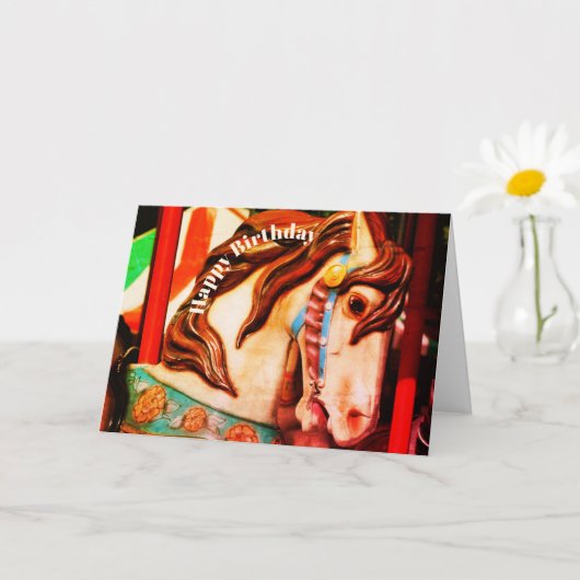 Silent Steed Carousel Horse Art Birthday Kaart (Kleine Plant)