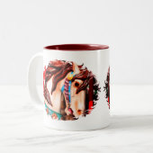 Silent Steed Carousel Horse Tweekleurige Koffiemok (Voorkant links)