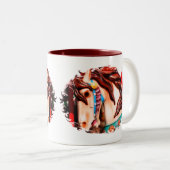 Silent Steed Carousel Horse Tweekleurige Koffiemok (Voorkant rechts)