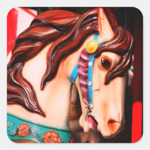 Silent Steed Carousel Horse Vierkante Sticker