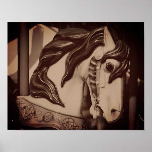 Silent Steed Carrousel Horse in Sepia Brown Poster (Voorkant)
