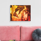 Silent Steed Carrousel Horse in Sepia  Canvas Afdruk (Insitu (Woonkamer))