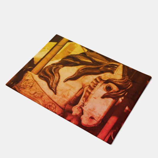 Silent Steed Carrousel Horse in Sepia  Deurmat (Schuin)