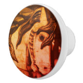 Silent Steed Carrousel Horse in Sepia  Keramische Knop (Rechts)