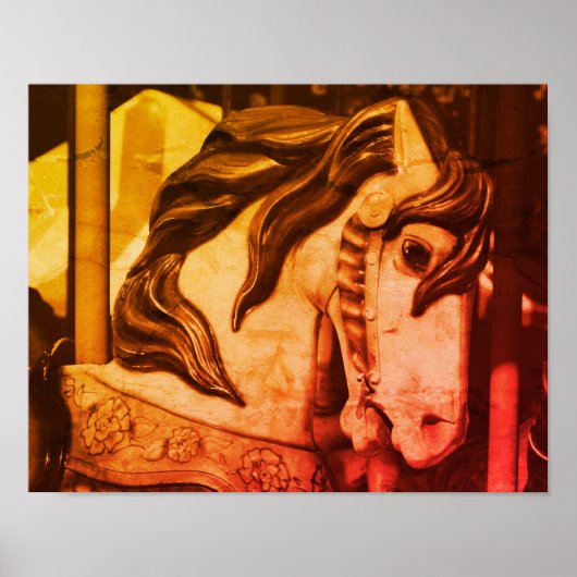 Silent Steed Carrousel Horse in Sepia  Poster (Voorkant)