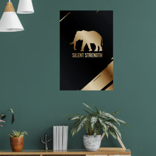 "Silent Strength" Minimalistische Elephant Wall Ar Poster