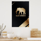 "Silent Strength" Minimalistische Elephant Wall Ar Poster (Keuken)