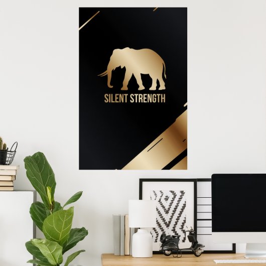 "Silent Strength" Minimalistische Elephant Wall Ar Poster (Thuiskantoor)