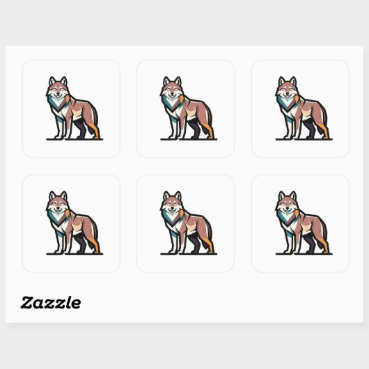 Silent Strength Wolf Illustration Vierkante Sticker (Vel)