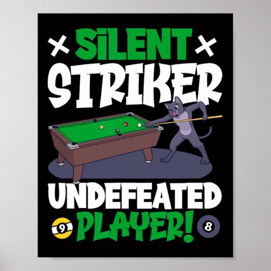 Silent Striker - biljart en kat Poster (Voorkant)