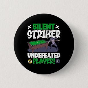 Silent Striker - biljart en kat Ronde Button 5,7 Cm