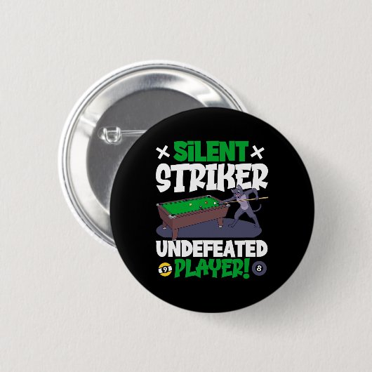 Silent Striker - biljart en kat Ronde Button 5,7 Cm (Voorkant /achterkant)