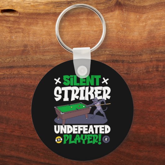 Silent Striker - biljart en kat Sleutelhanger (Voorkant)