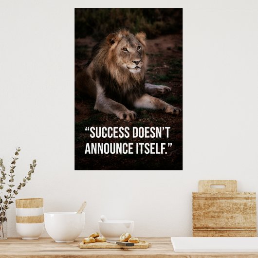 Silent Success Lion Quote Poster -Poster Design (Keuken)