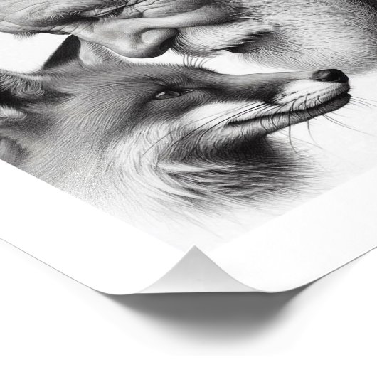 Silent Understanding: Ouder Man met Fox Wall Art Foto Afdruk (Hoek)