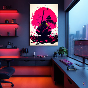 Silent Warrior Monk onder de rijzende zon Poster