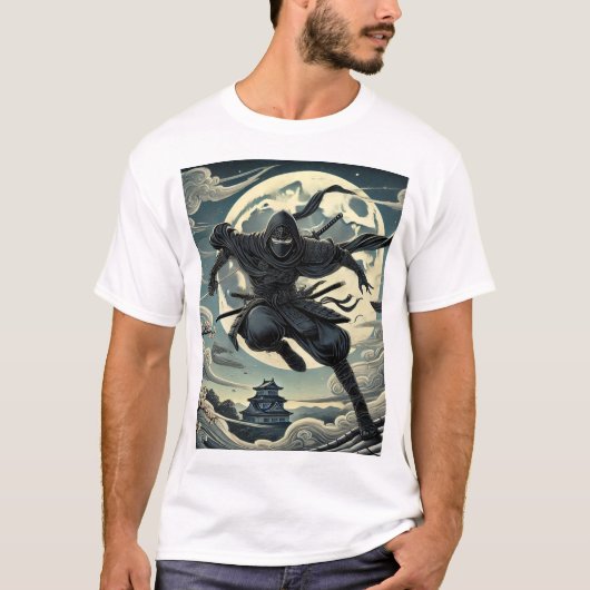 Silent Warrior: Ninja Under the Moon T-shirt (Voorkant)