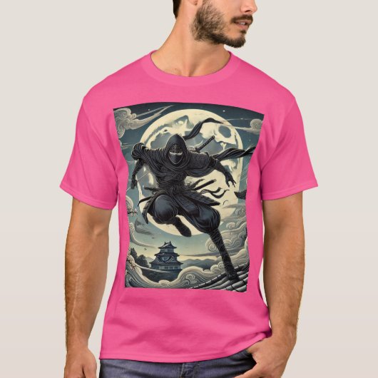 Silent Warrior: Ninja Under the Moon T-shirt (Voorkant)