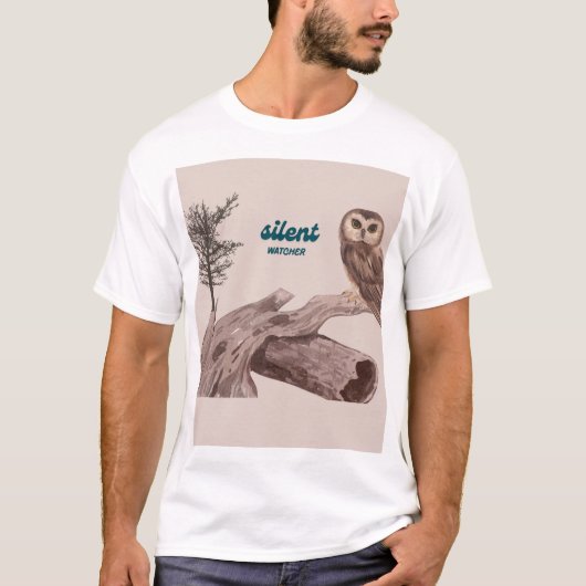 Silent Watcher – Aesthetic Owl Nature Illustration T-shirt (Voorkant)