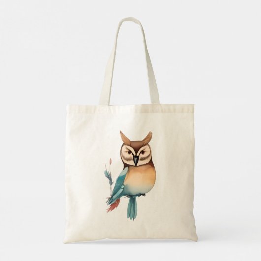 Silent Watcher: grillige uil in zachte tonen Tote Bag (Achterkant)