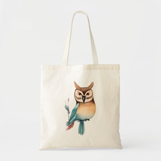 Silent Watcher: grillige uil in zachte tonen Tote Bag (Voorkant)