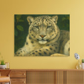Silent Watcher - Sneeuwluipaard in het licht van h Canvas Afdruk (Insitu (Woonkamer))