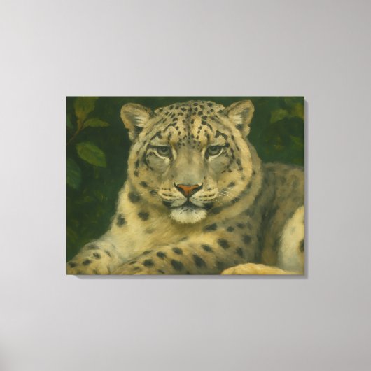 Silent Watcher - Sneeuwluipaard in het licht van h Canvas Afdruk (Voorkant)