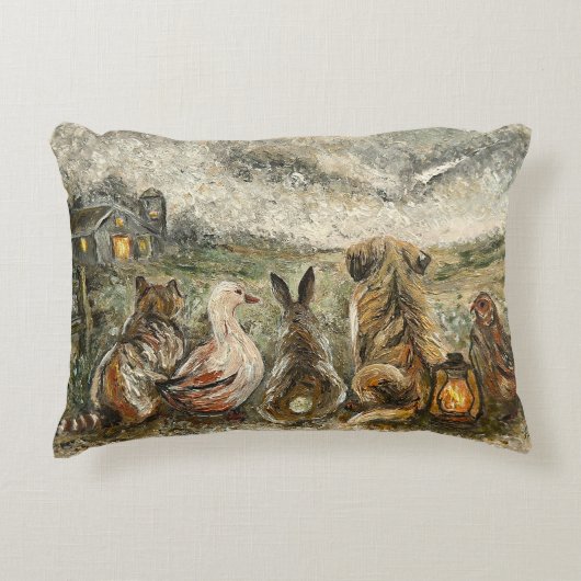 Silent Watching Whimsical Farmhouse Animals Accent Kussen (Voorkant)