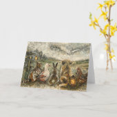 Silent Watching Whimsical Farmhouse Animals Kaart (Gele Bloem)