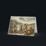 Silent Watching Whimsical Farmhouse Animals  Kaart<br><div class="desc">This greeting card features unlikely animal friends gathered around a cozy campfire on a peaceful farm. The warm,  rustic scene is perfect for birthday cards,  thank you notes,  or thinking of you messages. A sweet card for animal lovers.</div>