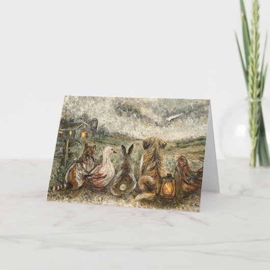 Silent Watching Whimsical Farmhouse Animals Kaart (Voorkant)