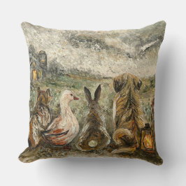 Silent Watching Whimsical Farmhouse Animals  Kussen