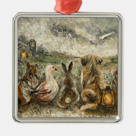 Silent Watching Whimsical Farmhouse Animals Metalen Ornament