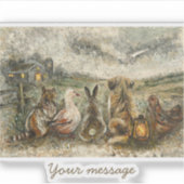 Silent Watching Whimsical Farmhouse Animals Sticker (Voorkant)