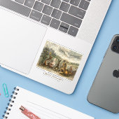 Silent Watching Whimsical Farmhouse Animals Sticker (Laptop met iPhone)