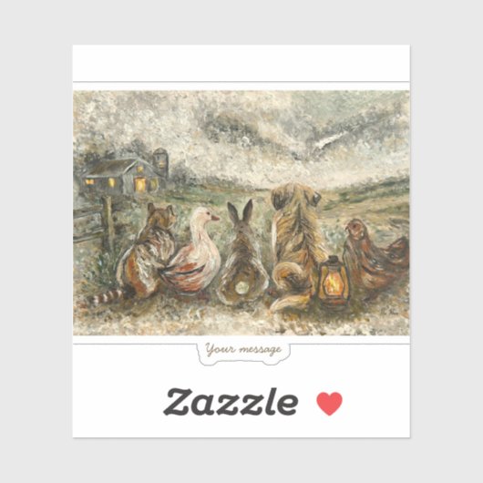 Silent Watching Whimsical Farmhouse Animals Sticker (Vel)