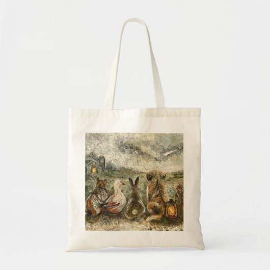 Silent Watching Whimsical Farmhouse Animals Tote Bag (Voorkant)