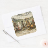 Silent Watching Whimsical Farmhouse Animals Vierkante Sticker (Envelop)