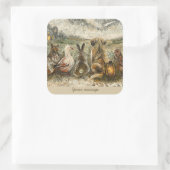 Silent Watching Whimsical Farmhouse Animals Vierkante Sticker (Tas)