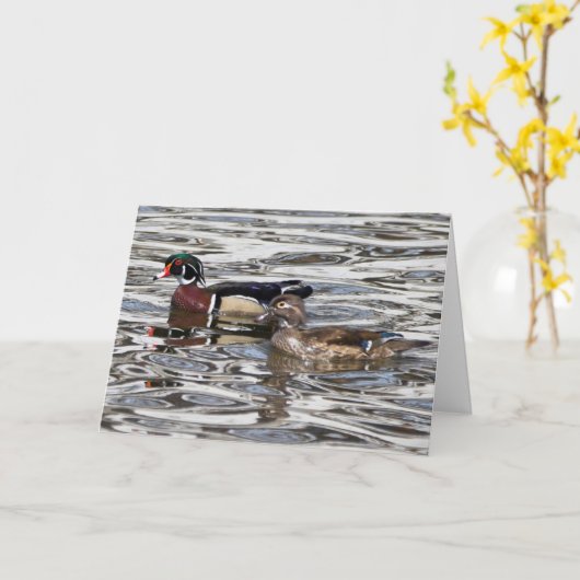 Silent Wonders Blank wenskaart Hout Ducks Kaart (Gele Bloem)