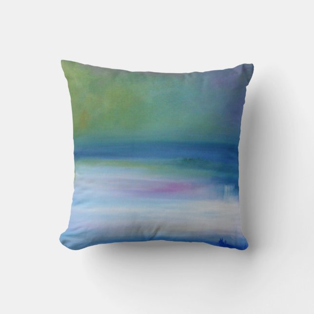 Silent Zeeen Blue Green Abstract Sierkussen (Voorkant)