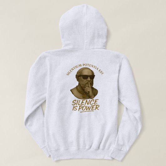 Silentium Potentia Est – The Power of Quiet Streng Hoodie (Design achterkant)