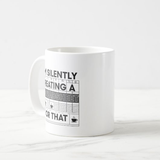 Silently Creating A Spreadsheet Funny Mug Koffiemok (Voorkant links)