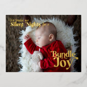 Silents Night Bundle of Joy Baby First Kerstmis Folie Feestdagen Briefkaart (Voorkant)