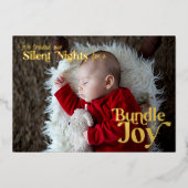 Silents Nights Bundel Joy 4 Foto Baby Birth Folie Feestdagenkaart (Voorkant)