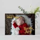 Silents Nights Bundel Joy 4 Foto Baby Birth Folie Feestdagenkaart (Staand Voorkant)