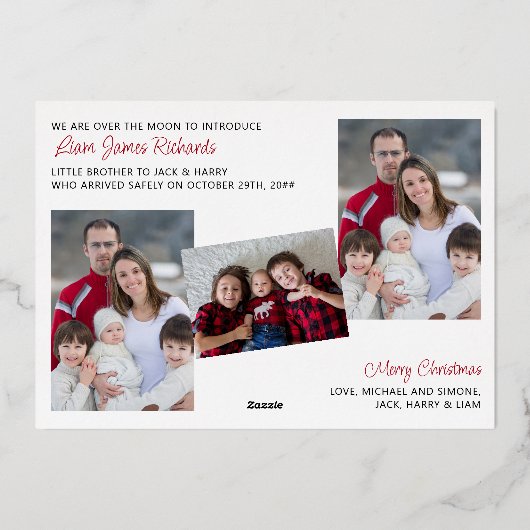 Silents Nights Bundel Joy 4 Foto Baby Birth Folie Feestdagenkaart (Achterkant)