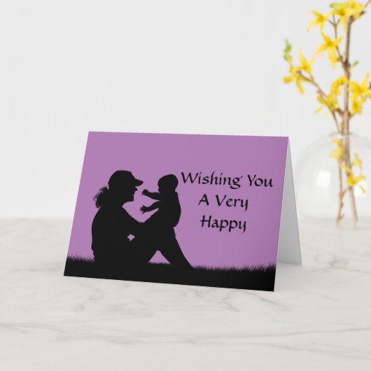 Silhouet 1e Moederdag Kaart (Gele Bloem)