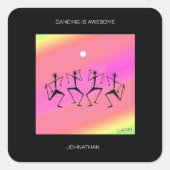 Silhouet Afrikaanse kunst, Rainbow Celebration Dan Vierkante Sticker (Voorkant)