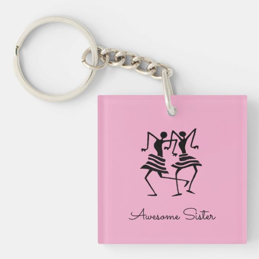 Silhouet Afrikaanse kunst Viering Dance Sister Sleutelhanger (Voorkant)